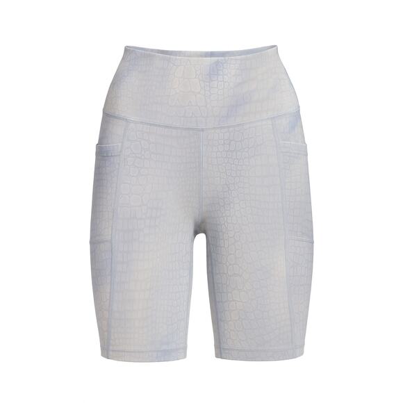 90 Degree by Reflex High Rise Bike Shorts Gray Blue Croc Print Pockets Size M - Picture 1 of 7